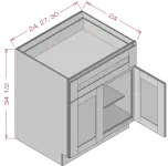 Double Door Single Drawer Base
