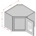 12" Height Wall Diagonal Glass Door Cabinet