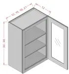 30" Height Single Glass Door Wall Cabinet