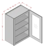 42" Height Single Glass Door Wall Cabinet