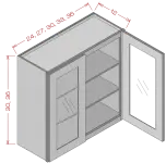 30" Height Double Glass Door Wall Cabinet