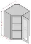 Wall Diagonal Glass Door Cabinet