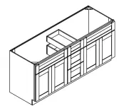 Vanity Combo Base Cabinet - Two Sink & Drawer