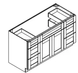Vanity Combo Base Cabinet - Center Sink With 6 Drawers