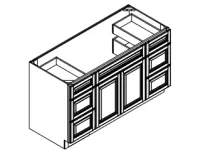 Vanity Combo Base Cabinet - Center Sink With 6 Drawers