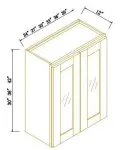 36"H Double GlassDoors Wall Cabinets