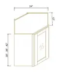 24"W GlassDoor Wall Diagonal Corner Cabinets