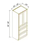 24"D Wall Pantry With Three Drawers