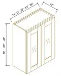 36"H Double GlassDoors Wall Cabinets