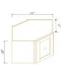12"H GlassDoor Wall Diagonal Corner Cabinet