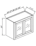15"H Double GlassDoors Wall Cabinets