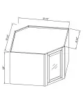 15"H GlassDoor Wall Diagonal Corner Cabinet