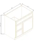 Vanity Sink Bases with 2 Drawers Left