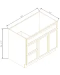 Vanity Sink Bases with 2 Drawers Left