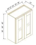 42"H Double GlassDoors Wall Cabinets