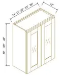 36"H Double GlassDoors Wall Cabinets