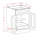 Double Door Single Drawer One Rollout Shelf Base Kits