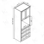 24''D Single Oven Cabinets With 3 Drawer