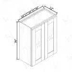36'' H Double GlassDoor Wall Cabinets