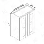 42'' H Double GlassDoor Wall Cabinets
